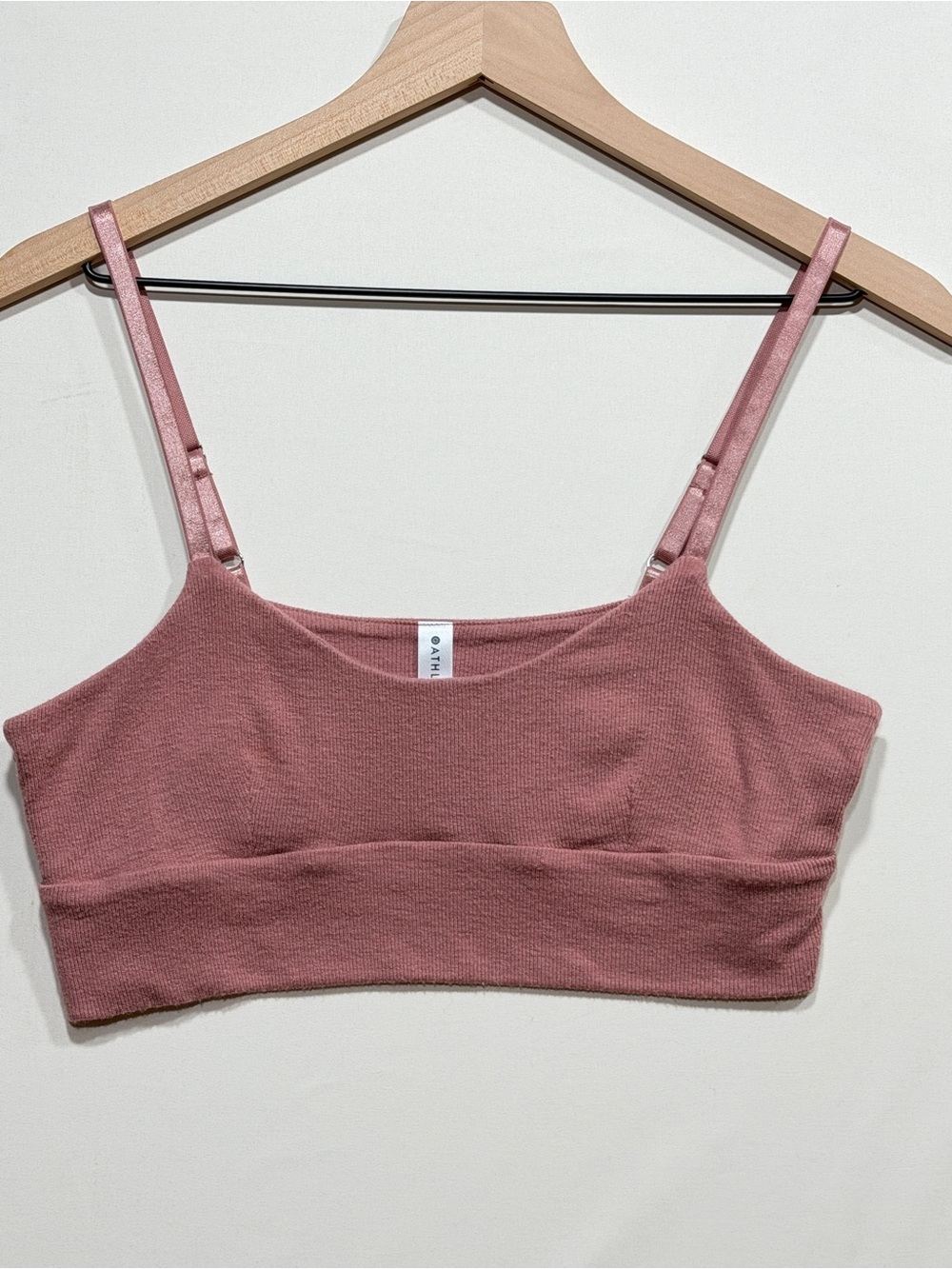 ATHLETA Pink Ribbed Crop Tank